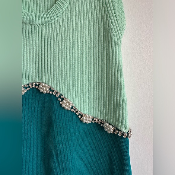 Zara blue dress with pearl and jewel detailing - Picture 4 of 5